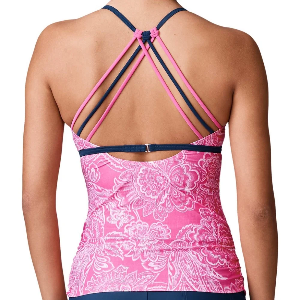 NWOT Free Country Triple Strap Tankini Swim Top - Coral Navy - Large - Picture 9 of 9